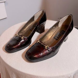 Vintage Burgundy Red Snakeskin Pattern Heels